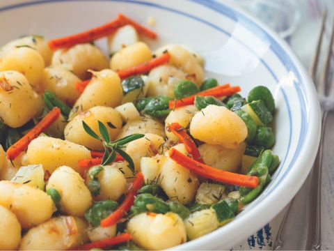 Fried Gnocchi with Broccoli and Peas Recipe