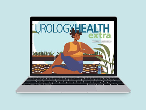 Cover of Winter 2022 UrologyHealth extra Magazine on Laptop. 